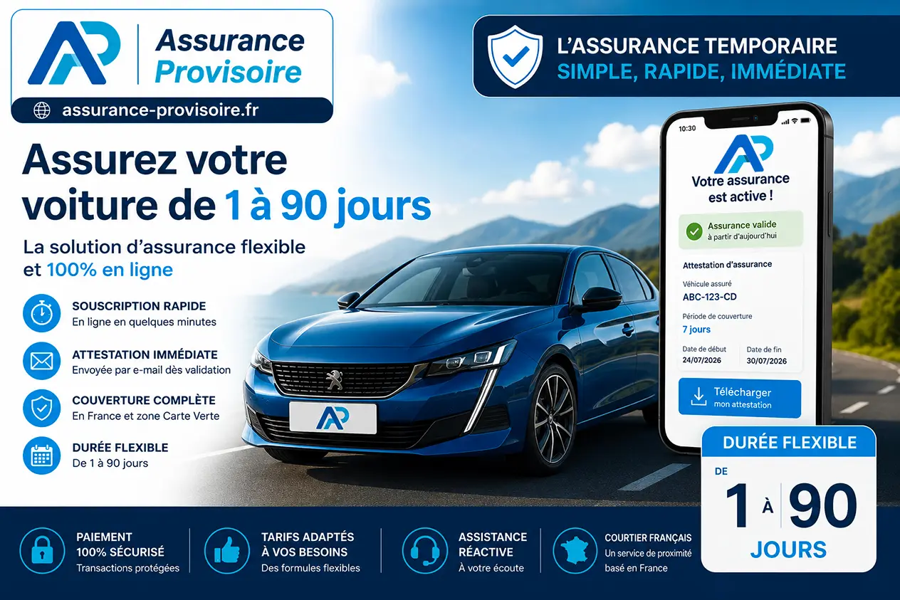 Assurance temporaire auto — voiture assurée de 1 à 90 jours