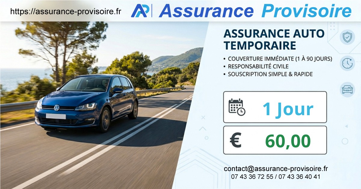 Assurance temporaire automobile 1 jour — 60,00 €