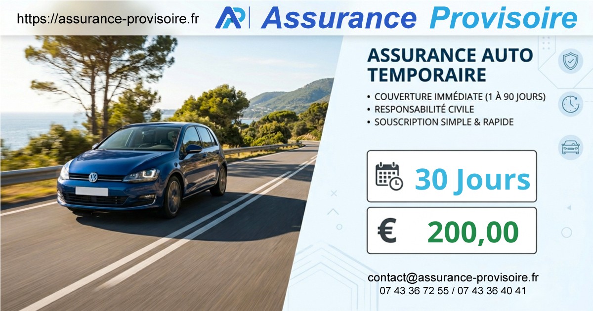 Assurance temporaire automobile 30 jours — 200,00 €